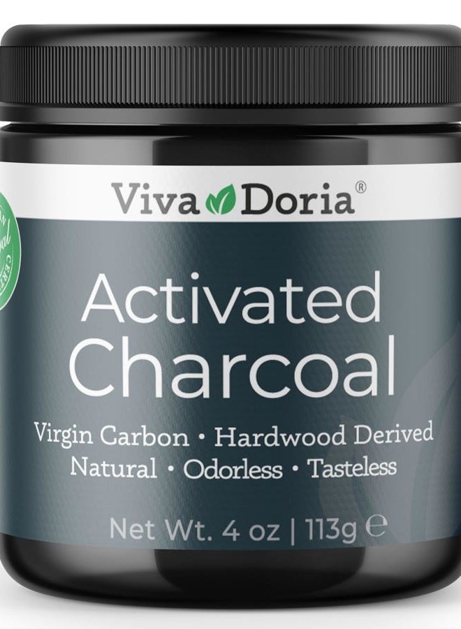 Viva Doria مسحوق الفحم النشط، مشتق من الخشب الصلب، درجة غذائية، 4 أونصات - Image 1