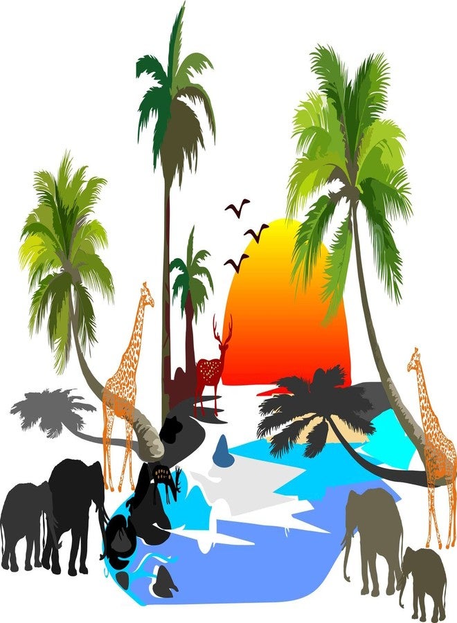 LANS Nature with Trees and Animal WALLSTICKER for Wall Decoration - Image 1