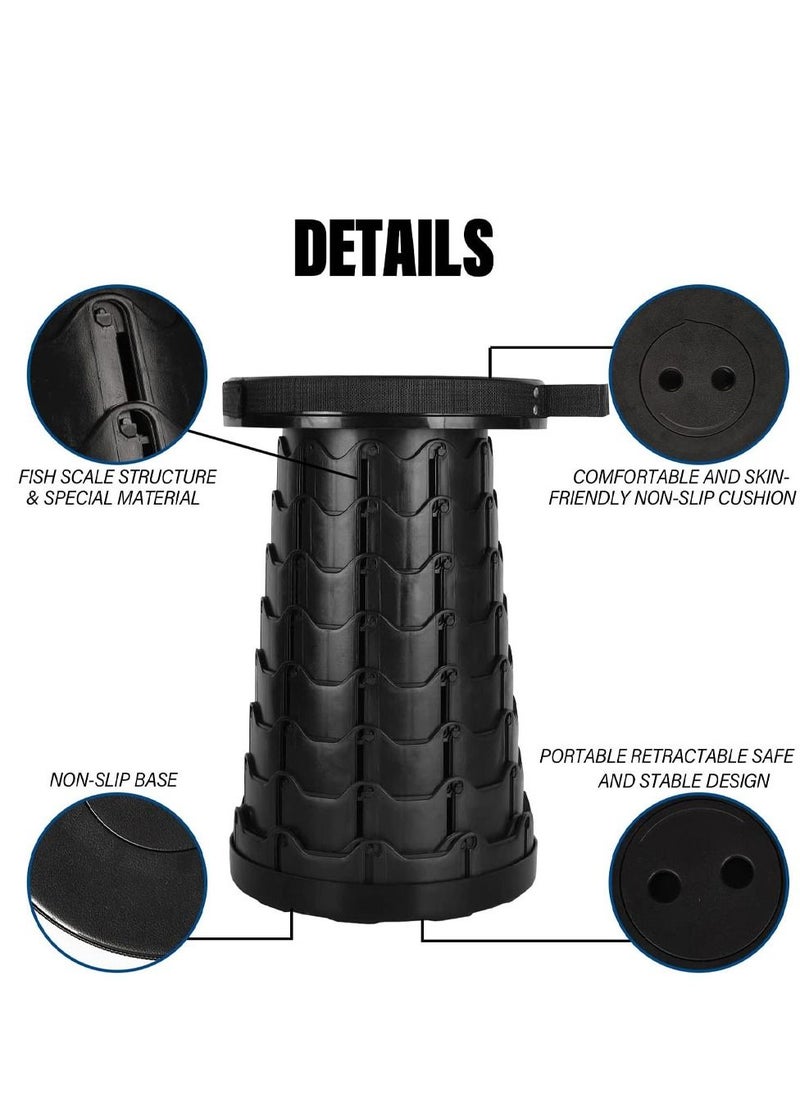 MARGOUN - Folding Stool Collapsible Telescoping Foldable Camping Stool Black - Image 1
