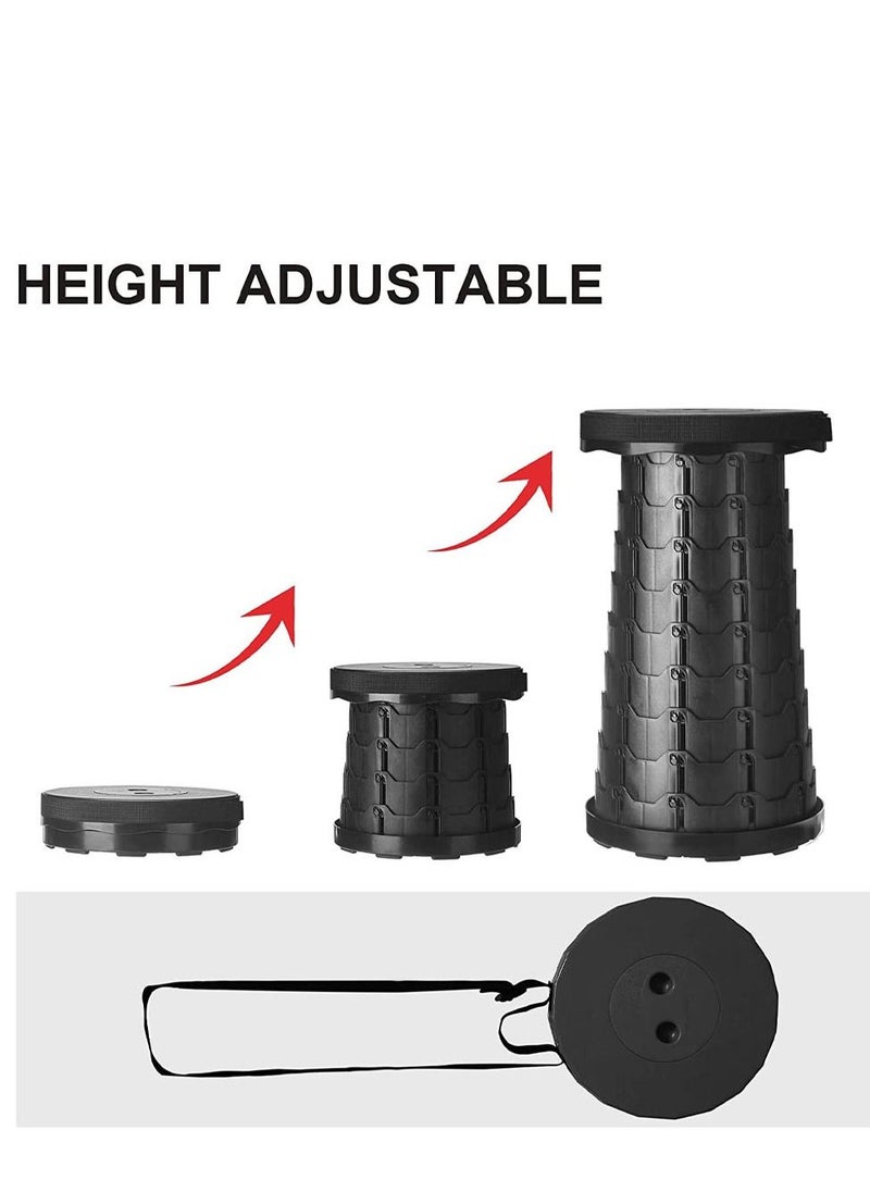 MARGOUN - Folding Stool Collapsible Telescoping Foldable Camping Stool Black - Image 1