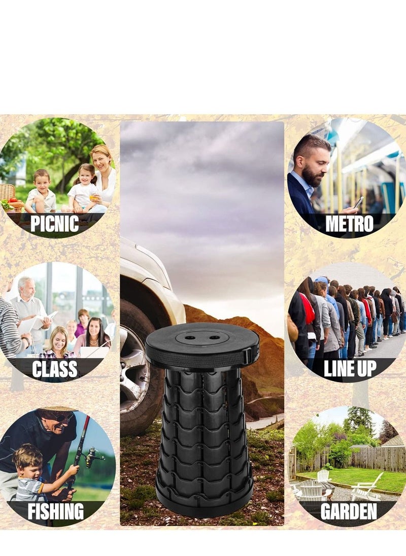 MARGOUN - Folding Stool Collapsible Telescoping Foldable Camping Stool Black - Image 1