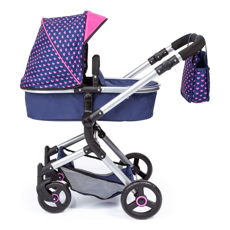 Bayer Design Baby Doll City Vario Pram, Blue Pink with Hearts Unicorn - Image 3