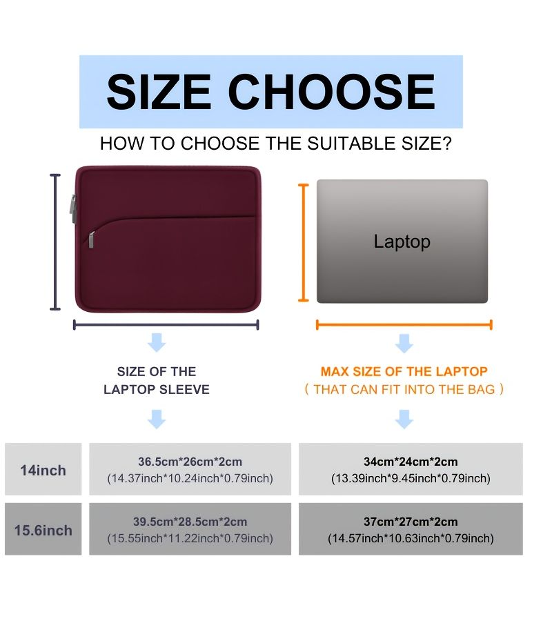 Navy Blue 15.6 Inch Ultra Thin Laptop Sleeve With Front Pocket For Travel Business Office Commuting - Image 3