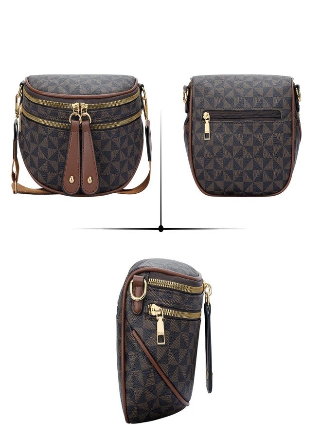 KKXIU Crossbody Sling Bag for Women Trendy Fanny Pack Vegan Leather Chest Bag (1-Brown) - Image 4