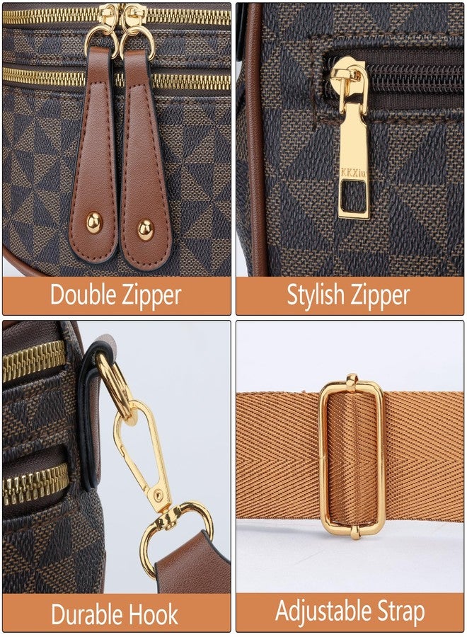 KKXIU Crossbody Sling Bag for Women Trendy Fanny Pack Vegan Leather Chest Bag (1-Brown) - Image 5