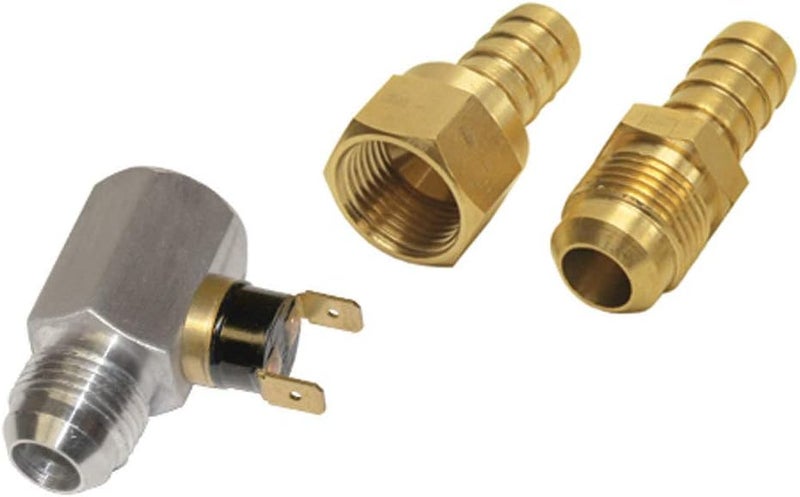 Derale 15721-8AN x -8AN In-Line Fluid Thermostat with Brass Hose Barb Fittings, Silver - Image 1