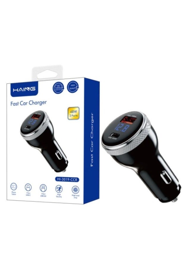 Haing شاحن سيارة سريع 2 منافذ 48 واط - Image 1