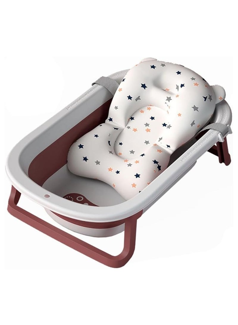 Baby Portable Anti-Slip Folding Bathtub with Bath Mat, Foldable for Storage and Travel, Stand Up Design with Adjustable Legs for Toddlers and Babies, Built-in Hook for Hanging - Image 1