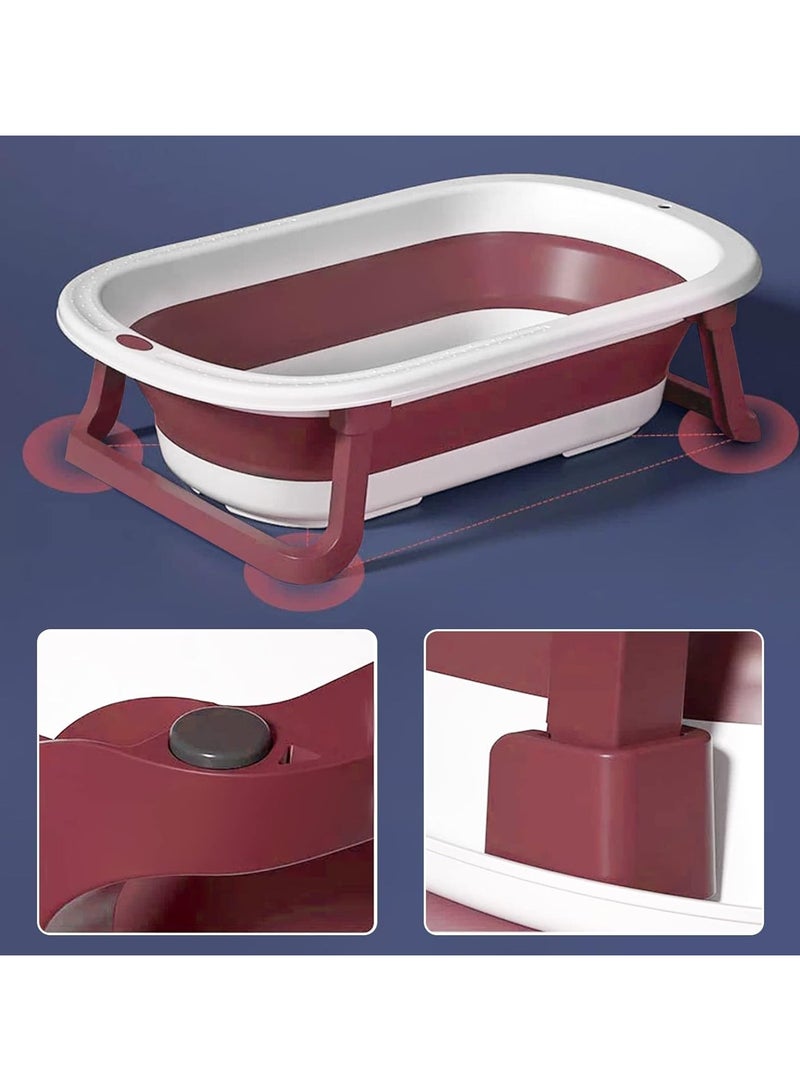 Baby Portable Anti-Slip Folding Bathtub with Bath Mat, Foldable for Storage and Travel, Stand Up Design with Adjustable Legs for Toddlers and Babies, Built-in Hook for Hanging - Image 3