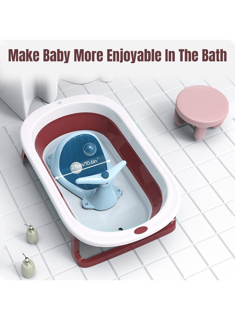 Baby Portable Anti-Slip Folding Bathtub with Bath Mat, Foldable for Storage and Travel, Stand Up Design with Adjustable Legs for Toddlers and Babies, Built-in Hook for Hanging - Image 4