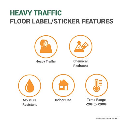 ComplianceSigns.com White [Graphic Only] Compass Heavy Traffic Floor Label Decal for Wayfinding, 12 Inch Self-Adhesive Vinyl - Image 3
