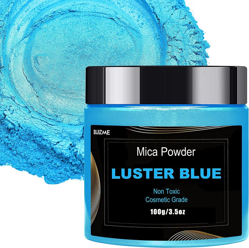Blue Mica Powder100g Big Bottle Pigment Powder Multipurpose DIY Arts and Crafts Additive Woodworking Epoxy Resin Natural Bath Bombs Paint SoapNail Polish Lip GlossLuster Blue 35oz