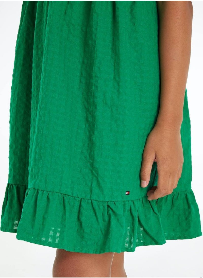 Girls' Seersucker Frill Fit And Flare Dress -  Pure cotton seersucker, Green - pzsku/ZCD61FE7293F6596F28D1Z/45/_/1715080140/3071dcbe-30e0-42ab-a3d6-3fcd461c08c0