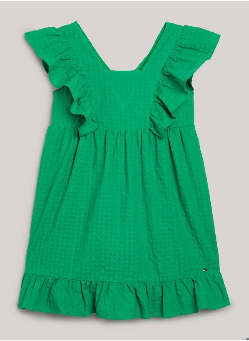 Girls' Seersucker Frill Fit And Flare Dress -  Pure cotton seersucker, Green - pzsku/ZCD61FE7293F6596F28D1Z/45/_/1723737217/31d9fb33-3a81-4371-882a-f9f068cf35a0