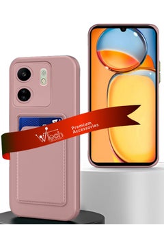 دبليو تيك غطاء حماية من السيليكون TPU مع حامل البطاقة لهاتف Xiaomi Redmi 13C 4G 2023 / Xiaomi Poco C65 4G 2023 وردي  - Image 1