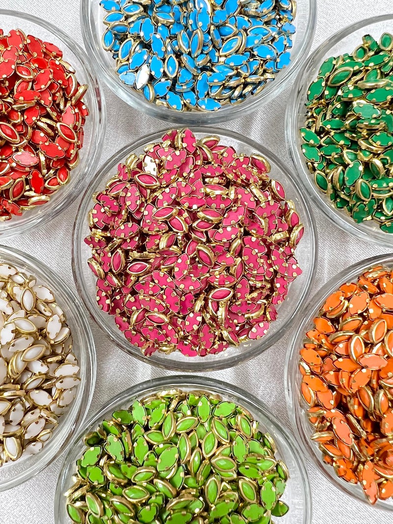 Unikart Colourful Kundan Beads Eye Shape 3X6Mm For Jewellery Making, Earing, Art & Craft Pack Of 700 Pieces With Fabric Glue & Storage Box, Multicolour - Image 2