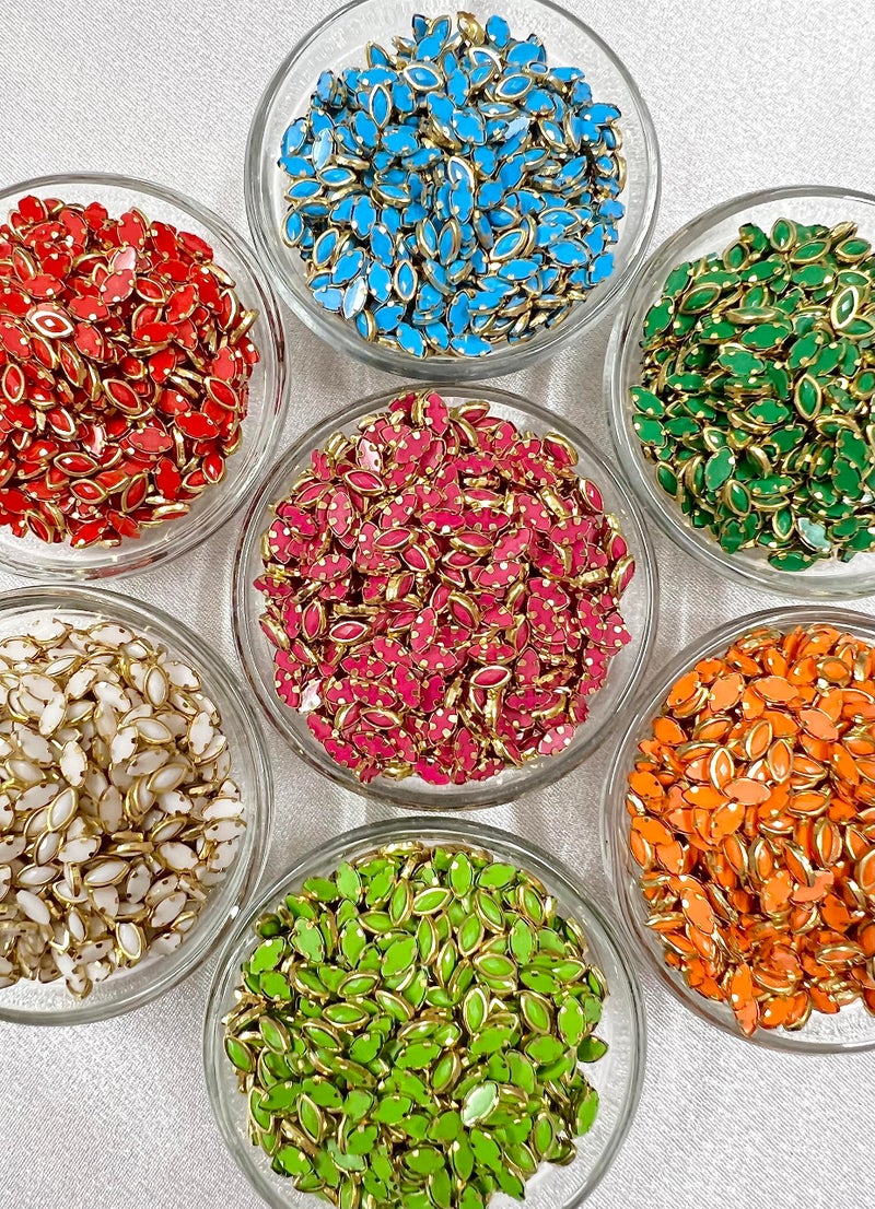 Unikart Colourful Kundan Beads Eye Shape 3X6Mm For Jewellery Making, Earing, Art & Craft Pack Of 700 Pieces With Fabric Glue & Storage Box, Multicolour - Image 4