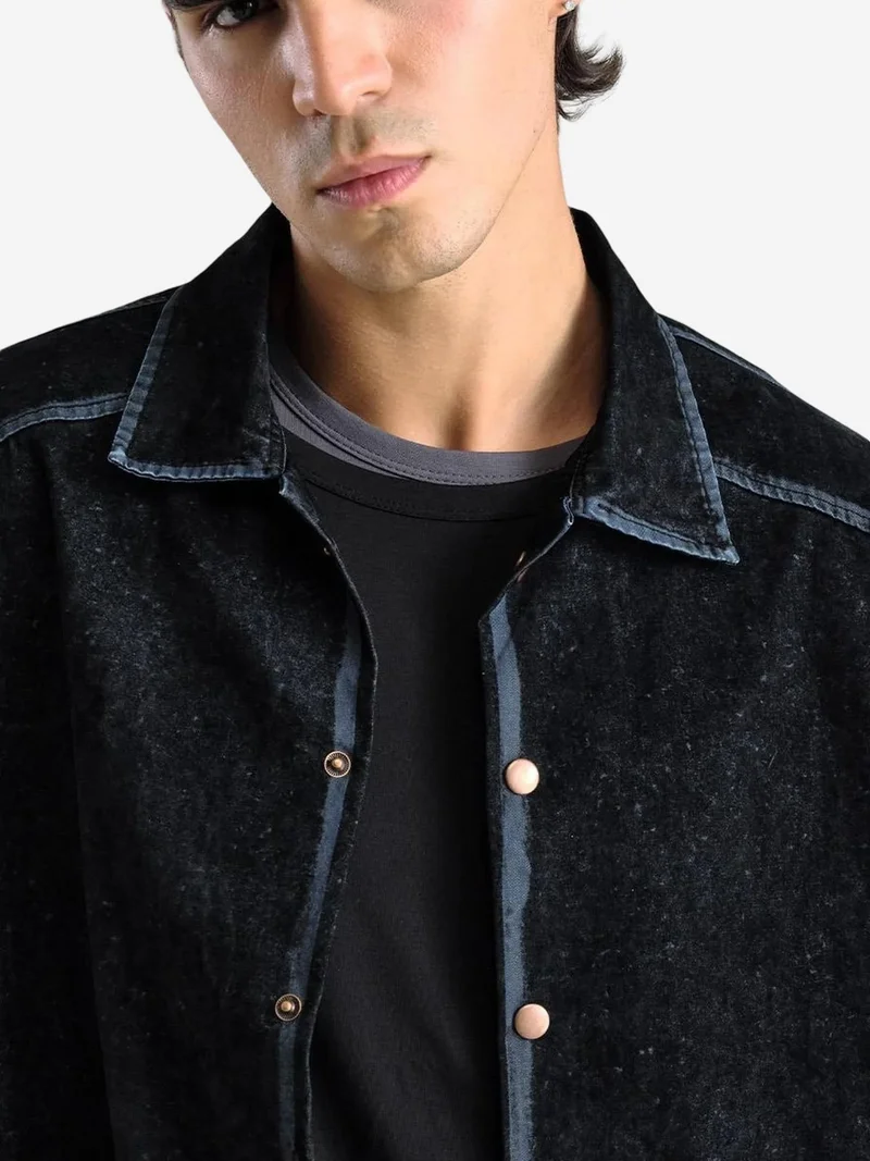 جيستو GIESTO Long Sleeve Buttoned Gabardine Shirt with Jacket Collar