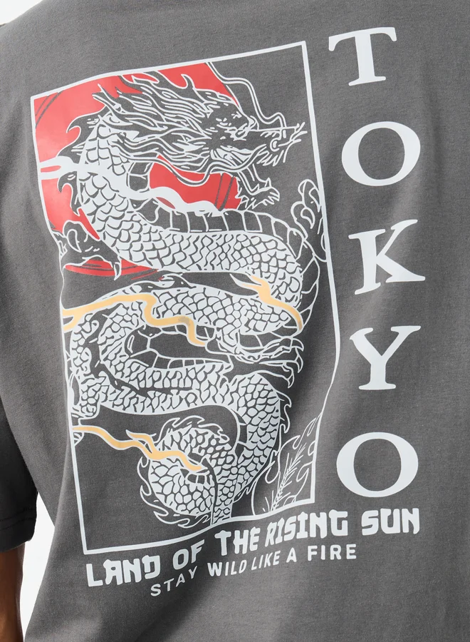 Styli Styli Men Oversized Japanese Graphic Back Print T-Shirt