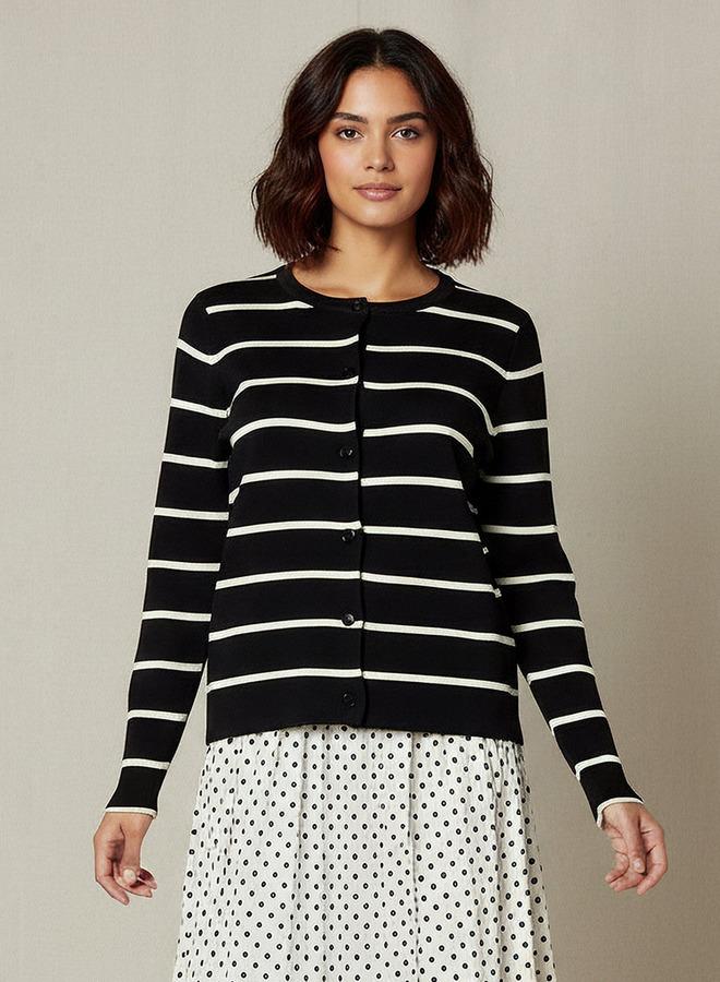 2Xtremz Striped Round Neck Cardigan - Image 1