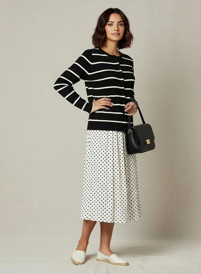 2Xtremz 2Xtremz Striped Round Neck Cardigan