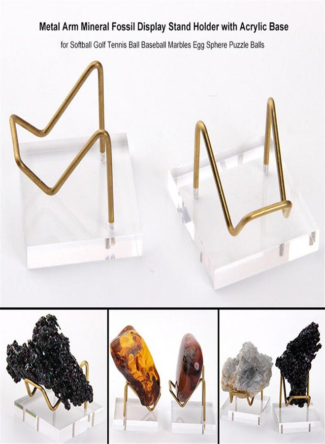 Acrylic Display Stand, 5x5x4cm Gold Arms Display Clear Polished Jewelry Display Stand Ring Showcase Display Holder Base, Small Mineral Crystal Display Stand for Gemstone Decor Collectible (2Pcs)  - Image 2