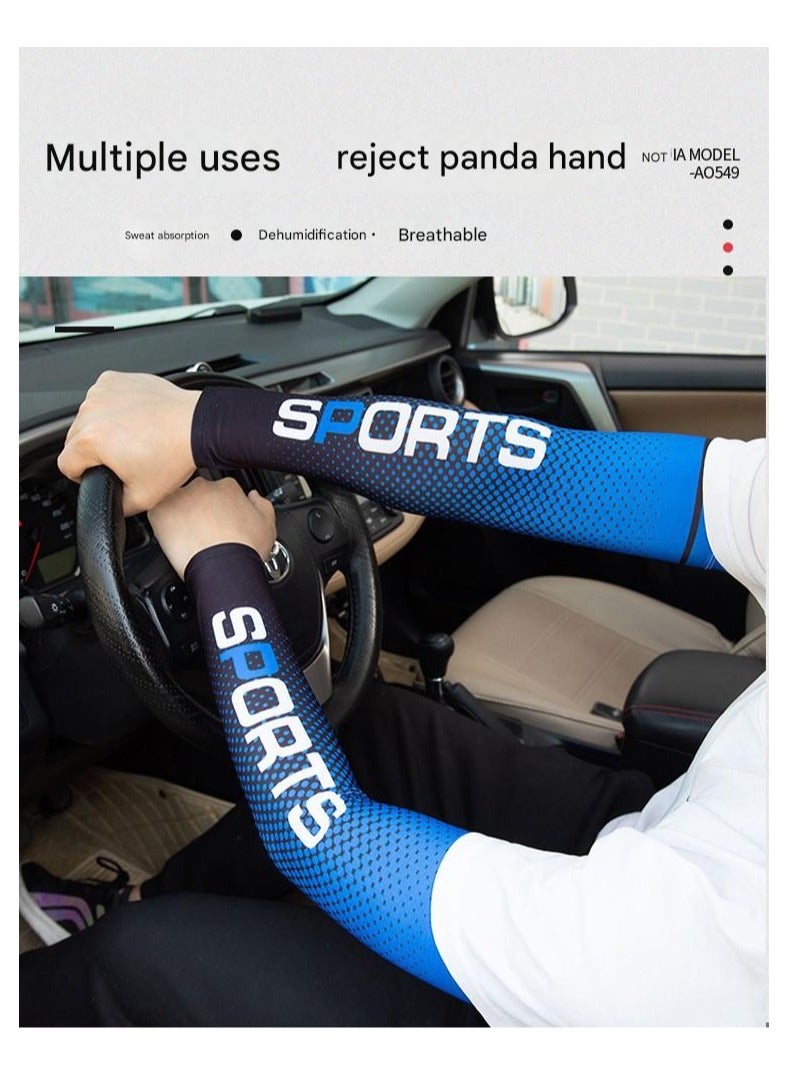 Goolsky Gradient Cooling Arm Sleeves – Unisex Ice Silk UV Protection Sleeves with "SPORTS" Print for Summer Outdoor Use  - Image 2