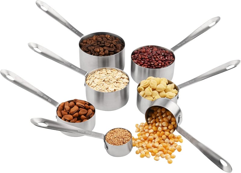 Smithcraft Measuring Cups and Spoons Set, 18/8 Stainless Steel Measuring Cups and Spoons, Metric & US Metal 7 Kitchen Measure Cups & 6 Measuring Spoons, Baking Measuring Tools Set 13 - Image 3