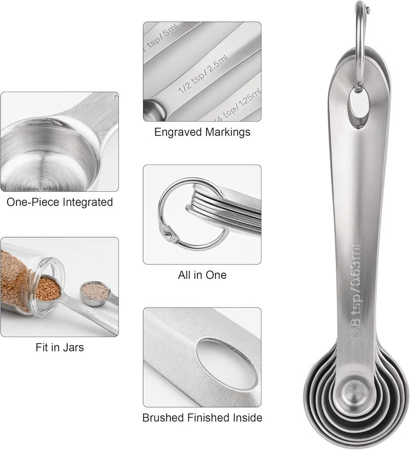 Smithcraft Measuring Cups and Spoons Set, 18/8 Stainless Steel Measuring Cups and Spoons, Metric & US Metal 7 Kitchen Measure Cups & 6 Measuring Spoons, Baking Measuring Tools Set 13 - Image 5