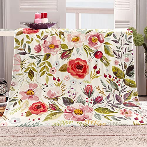 Tupmnbry Wildflowers Floral Throw Blanket Botanical Floral Printed Blanket Super Soft Flannel Throw Blankets Lightweight Fluffy Plush Fuzzy Bed Blankets for Bedding Sofa 50"X60" - Image 2