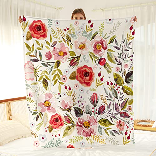 Tupmnbry Wildflowers Floral Throw Blanket Botanical Floral Printed Blanket Super Soft Flannel Throw Blankets Lightweight Fluffy Plush Fuzzy Bed Blankets for Bedding Sofa 50"X60" - Image 3