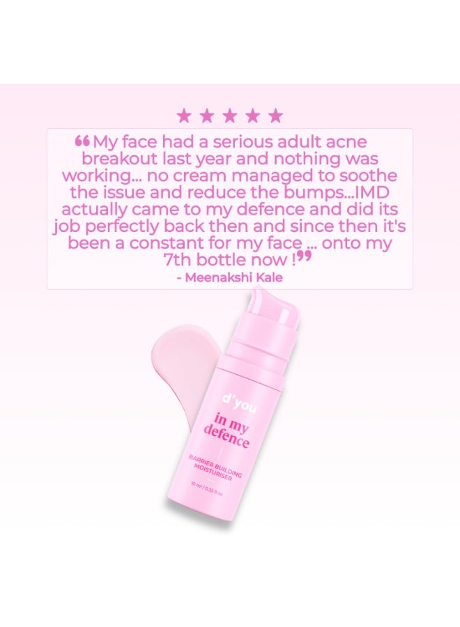 d'you In my Defense Lightweight Moisturiser for Intense Hydration with Ceramides for Men & Women | Non greasy cream for Dry, Oily & Combination Skin | Korean Skin Care Product | Cruelty Free | 10ml - Image 2