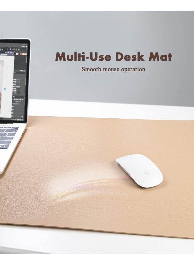 YSAGi Double-Sided Desk Pad, 31.5"x15.7"Leather Desk Mat, Eco Cork Desk Pad Protector,Large Mouse Pad,Waterproof Desk Blotter for Office/Home(Apricot) - Image 4