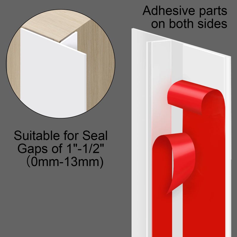 Benory T-Shaped Silicone Seal Strip for Door & Windows, 20Ft Weatherproof Draft Stopper, Gap Seal for Door Sides (White) - Image 4