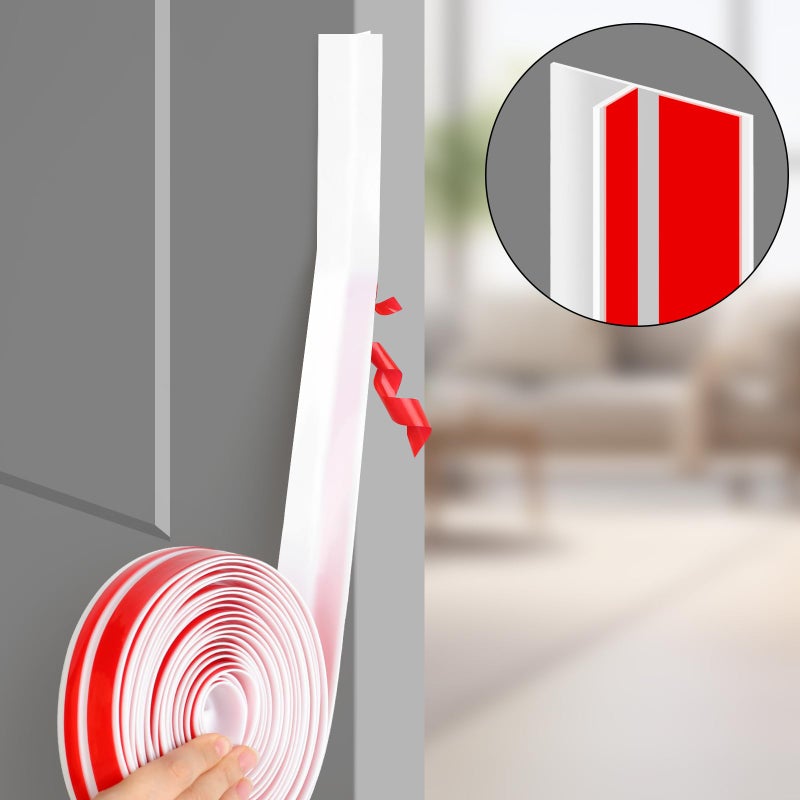 Benory T-Shaped Silicone Seal Strip for Door & Windows, 20Ft Weatherproof Draft Stopper, Gap Seal for Door Sides (White) - Image 2