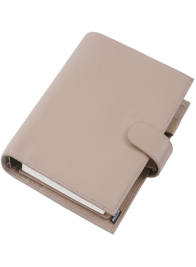 Moterm A5 Luxe Rings Planner - Genuine Leather Binder Organizer (Pebble-Taupe, 30mm Ring) - Image 1