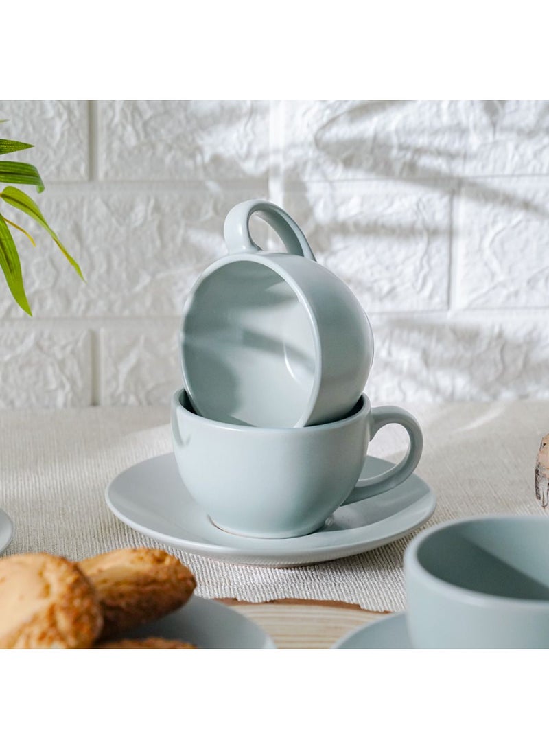 DANUBE HOME Apollo 8-Piece Stoneware Coffee Cup and Saucer Set – Elegant Tea Cups with Matching Saucers, Dishwasher & Microwave Safe, Perfect for Home, Office, or Gifting 250ml  - Image 2