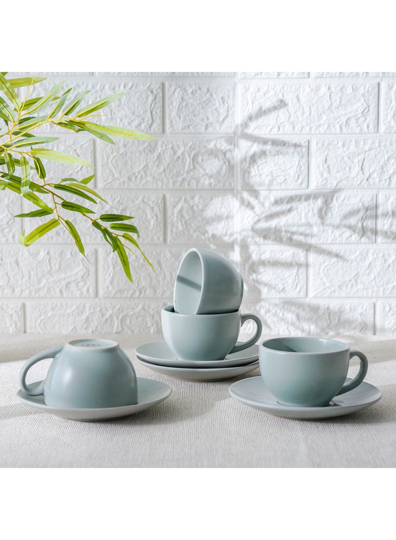 DANUBE HOME Apollo 8-Piece Stoneware Coffee Cup and Saucer Set – Elegant Tea Cups with Matching Saucers, Dishwasher & Microwave Safe, Perfect for Home, Office, or Gifting 250ml  - Image 1