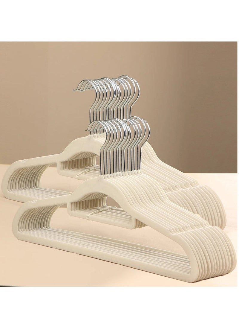 30 Pieces Anti-Slip Clothes Hanger Suit For Clothing Store Storage Home Clothes Hanging Magic Clothes Hangers Ultra Thin Space Saving Hook,Cream Color - Image 1