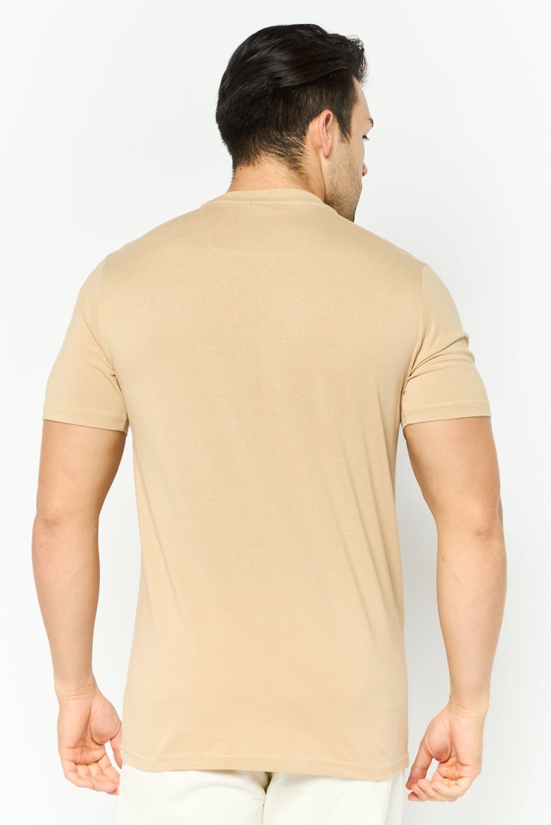 Cavalli Class Men Crew Neck Short Sleeve Brand Logo T-Shirt, Beige - Image 4
