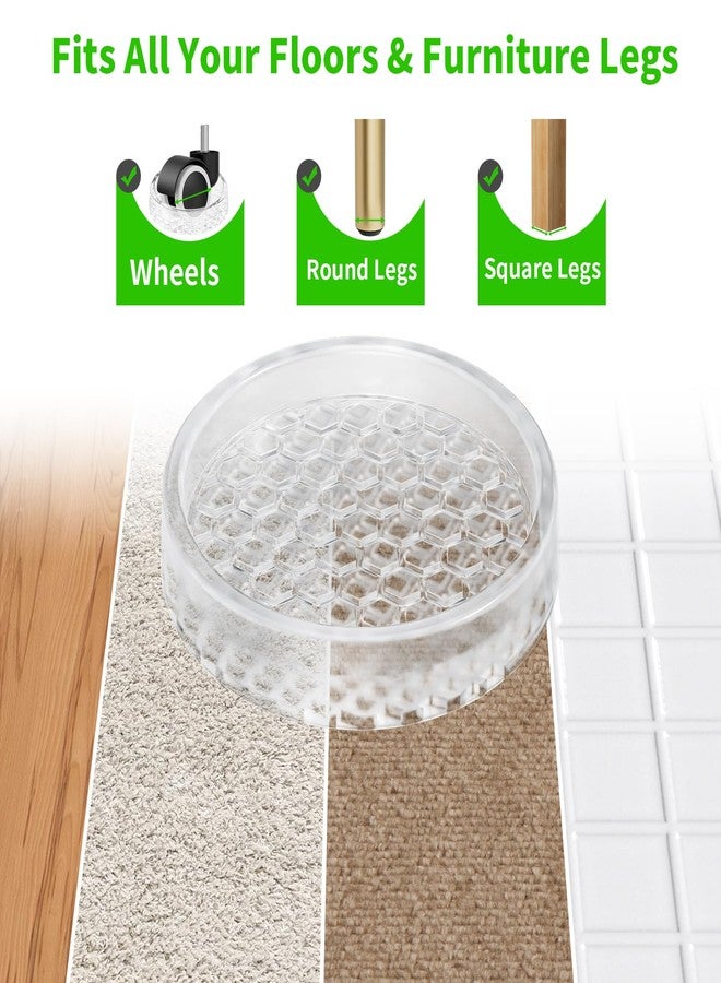 GAGUIUP Clear Non Slip Furniture Pads - 2" Anti Slide Caster Cups, 12PCS Round Furniture Coasters for Hardwood Floors & Carpet, Wood Floor Protectors for Furniture Leg, Table Chair Couch Bed Stoppers - Image 5