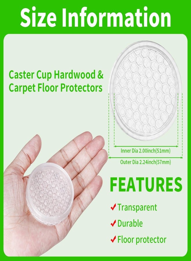 GAGUIUP Clear Non Slip Furniture Pads - 2" Anti Slide Caster Cups, 12PCS Round Furniture Coasters for Hardwood Floors & Carpet, Wood Floor Protectors for Furniture Leg, Table Chair Couch Bed Stoppers - Image 3