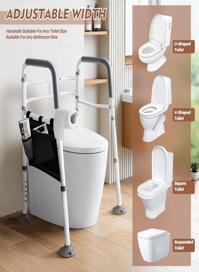 ALLGLAM Adjustable Toilet Safety Rail, ALLGLAM Foldable Toilet Handles for Elderly, Pregnancy & Mobility Needs, Non-Slip Height & Width Adjustable Toilet Frame(White) - Image 4