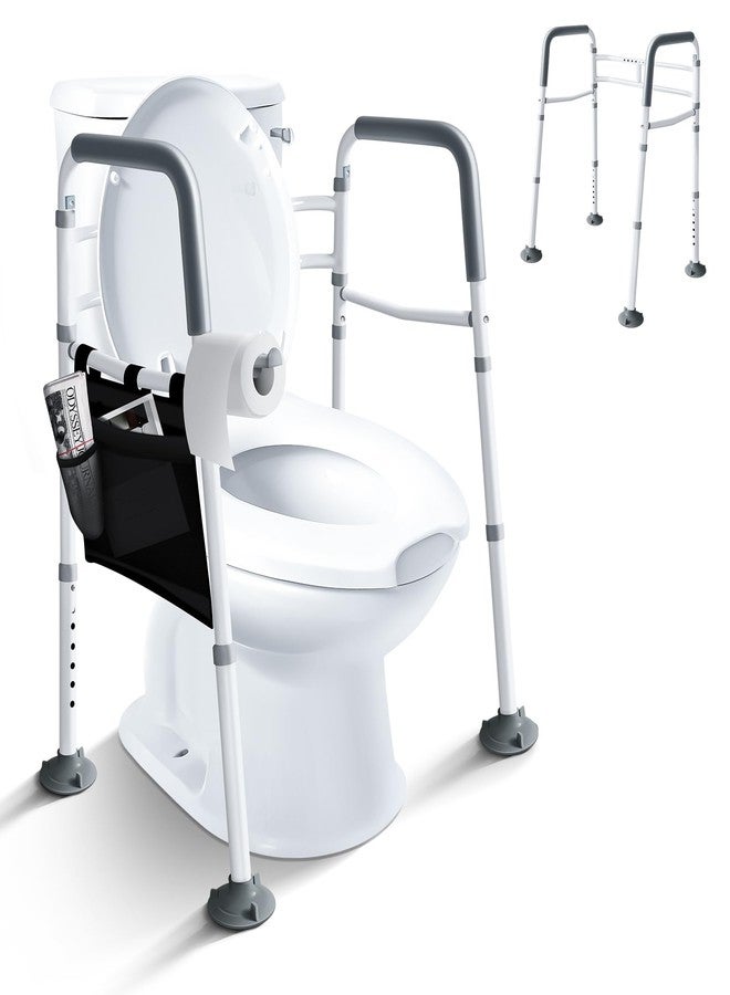 ALLGLAM Adjustable Toilet Safety Rail, ALLGLAM Foldable Toilet Handles for Elderly, Pregnancy & Mobility Needs, Non-Slip Height & Width Adjustable Toilet Frame(White) - Image 1