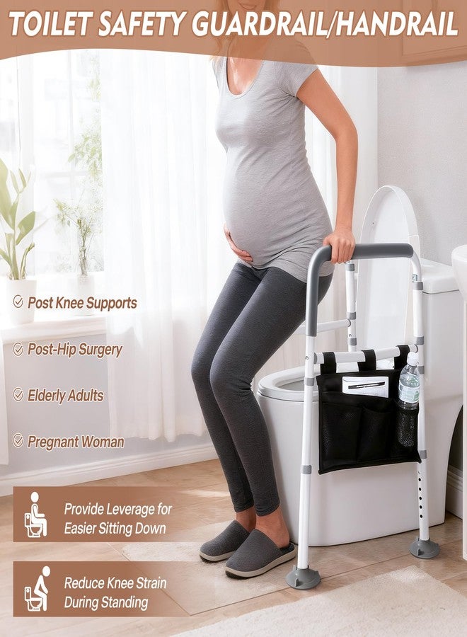 ALLGLAM Adjustable Toilet Safety Rail, ALLGLAM Foldable Toilet Handles for Elderly, Pregnancy & Mobility Needs, Non-Slip Height & Width Adjustable Toilet Frame(White) - Image 2