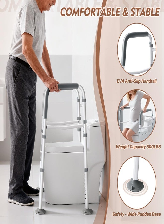 ALLGLAM Adjustable Toilet Safety Rail, ALLGLAM Foldable Toilet Handles for Elderly, Pregnancy & Mobility Needs, Non-Slip Height & Width Adjustable Toilet Frame(White) - Image 5