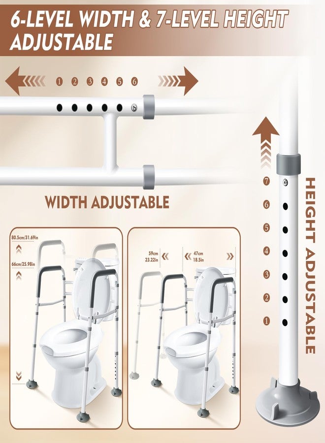 ALLGLAM Adjustable Toilet Safety Rail, ALLGLAM Foldable Toilet Handles for Elderly, Pregnancy & Mobility Needs, Non-Slip Height & Width Adjustable Toilet Frame(White) - Image 3