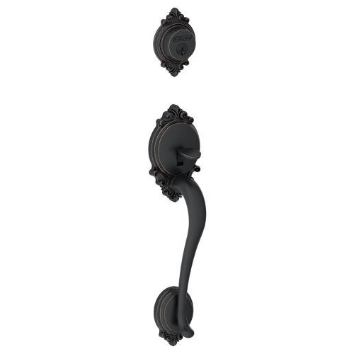 Schlage F58 BRK 716 Brookshire Exterior Handleset with Deadbolt, Aged Bronze (Exterior Half Only) - Image 1
