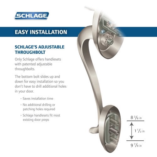 Schlage F58 BRK 716 Brookshire Exterior Handleset with Deadbolt, Aged Bronze (Exterior Half Only) - Image 2