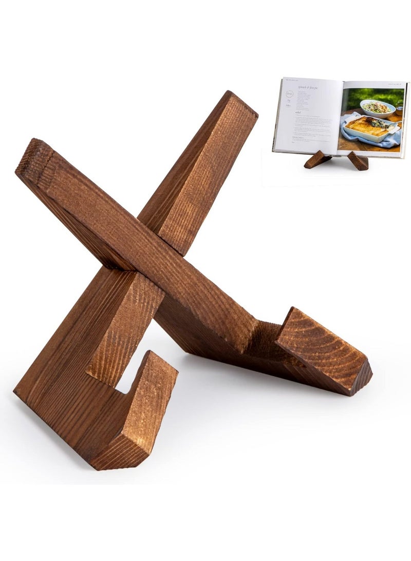 Cookbook Stand, Wooden Recipe Book Holder, Cook Book Stand for Kitchen Counter, Multifunctional Display Stand, Kitchen Counter Decor - Image 1
